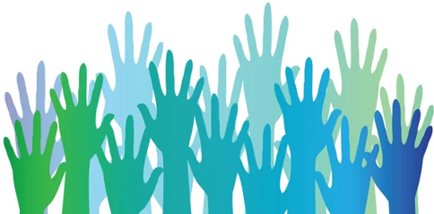 Hände für Befragung junger Menschen