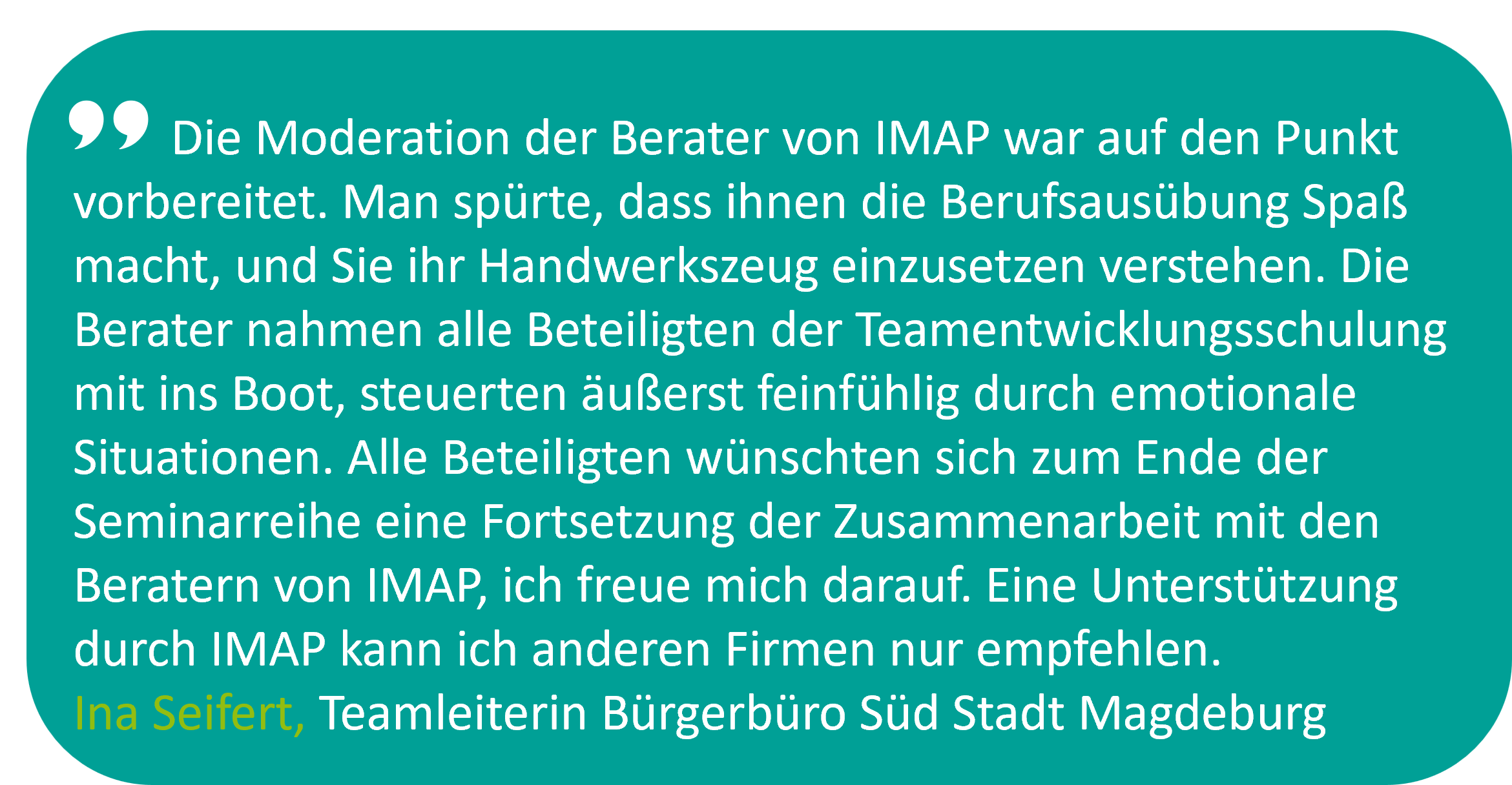 Testimonial zu Teamentwicklung Stadt Magedeburg